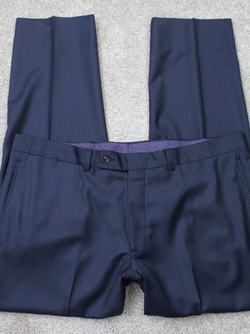 Ted Baker Dress Pants Mens 38x30 Blue Jefferson 100% Wool Flat Front Straight